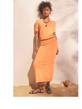 XS Free People free-est Isabella sweater skirt peach linen